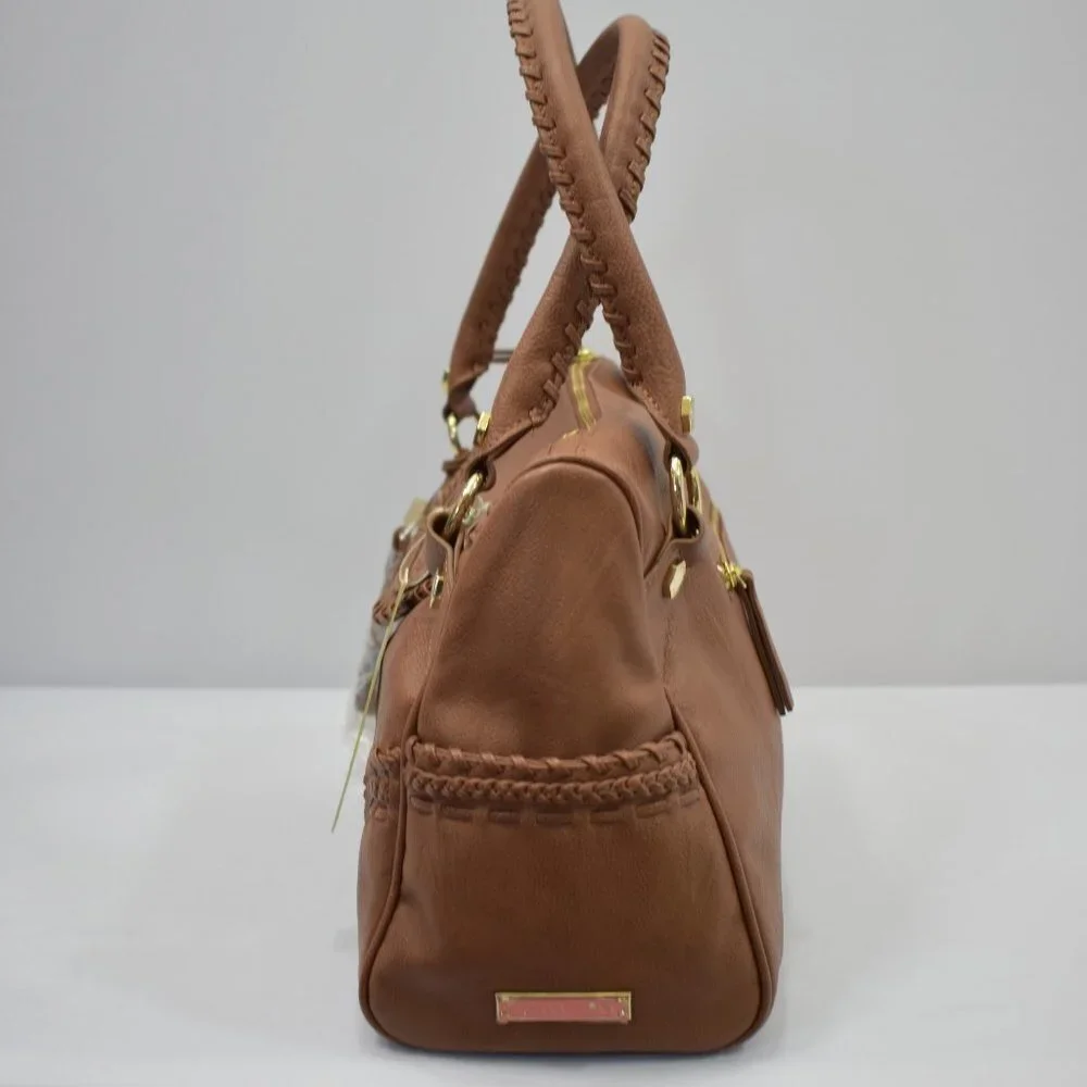 GIANNI BINI SADDLE BROWN BROOKLYN‎ SATCHEL HANDBAG